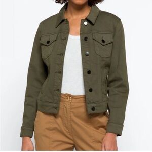 Women's Olive Green Denim-Style Jacket